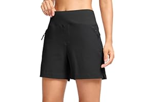 SANTINY Women's 5''/ 7''Hiking Shorts with 3 Zipper Pockets Lightweight Quick Dry Golf Shorts for Women Athletic Walking