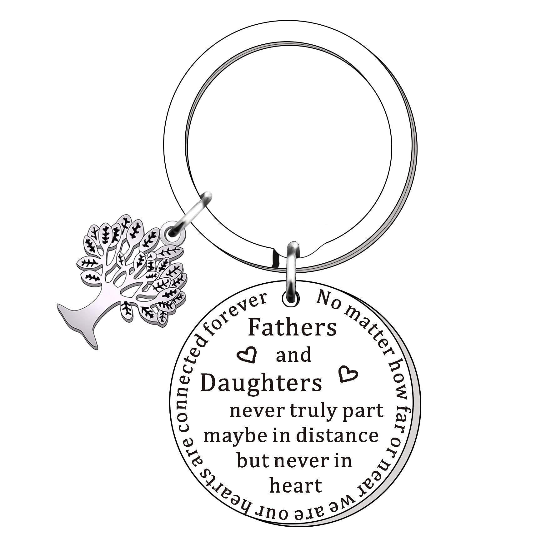 SMARGO Dad Keyring From Daughter Father's Day Gifts From Daughter Fathers And Daughters Never Truly Part Maybe In Distance But Never In Heart Keychain