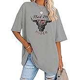 Cowgirl Shirts for Women Oversized Western Country Music Concert T-Shirts Vintage Cowboy Short Sleeve Tee Tops