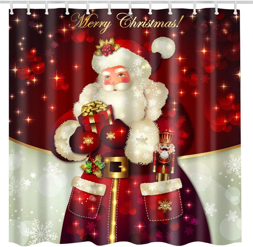 XGuangage Christmas Shower Curtain Waterproof Polyester Fabric Bathroom Decoration Santa Claus 71”x71”inches (180cmx180cm)