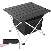 Grope Ultralight Aluminum Camping&amp;Beach Table with Storage Bag (Black-S) | Portable &amp; Easy to Carry, With Carry Bag for Camping, Prefect for Outdoor, Picnic, BBQ, Cooking, Festival, Beach, Home Use