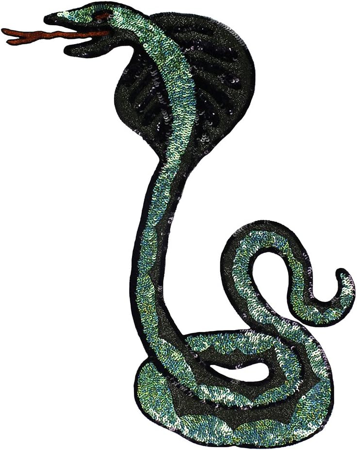 Large Sequin Green Black Snake Patches DIY Sew on Fashion T-Shirt Jacket Apparel Accessories Sewing Applique 1piece