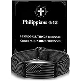 Alissl American Flag Bracelets for Mens Boys Adjustable Elastic Bible Verse InspirationaI Jesus Christian Bracelet Jewelry Gifts for Mens Teens Birthday Baptism Easter Valentine Gifts