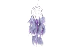 HOLSM-III Large Dream Catchers - Amethyst with Turkey Feather, Handmade Purple Dreamcatcher for Bedroom, Dream Catcher for Girls, Dream Catchers for Boys, Dream Catcher Wall Decor