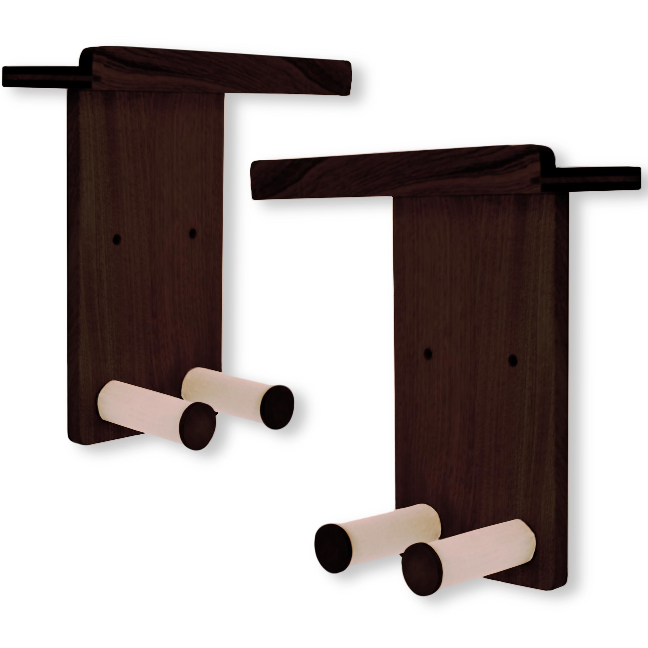 sawdust audio Guitar and Bass Wall Mount Wooden Guitar Rack with Shelf - Universal and Stylish Instrument Holder - Easy and Secure Installation with Extra Storage Shelf (2, Dark)