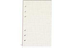 BIDPONDS A6 Grid Refill Paper, A6 Graph Rule Paper/Quad Rule Filler Paper, 6-Hole Punched, Loose-Leaf Paper for 6-Ring Binders,80 Sheets (160 Pages),6.69 x 4.13 Inch,Beige