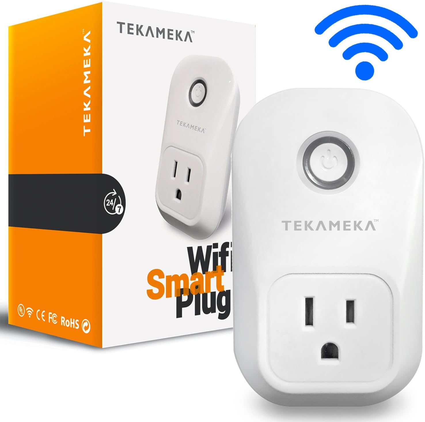 Wi-Fi Smart Socket Outlet US Plug, Turn ON/OFF Electronics (Air Conditioner, Lights, Coffee Maker, Fan,etc) from Anywhere, White