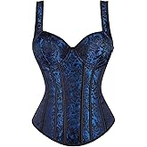 Zhitunemi Overbust Corset Tops For Women: Plus Size Pirate Costume Women - Straps Bustier Corsets For Theme Party Costumes