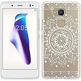 Sunrive Funda para BQ Aquaris V/VS 5,2 Pulgadas, Silicona Funda Slim Fit Gel Transparente Carcasa Case Bumper de Impactos y Anti-Arañazos Espalda Cover(TPU Flor Blanco) + 1 x Lápiz óptico