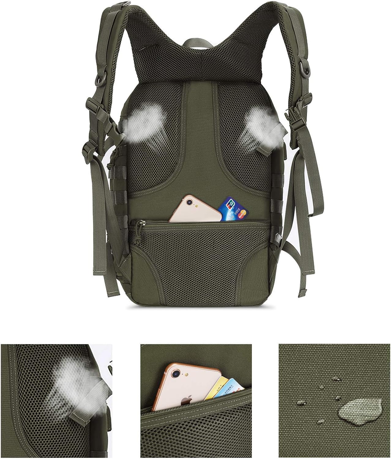 MOSISO 30L Tactical Backpack, Military Daypack 3 Day Assault Molle Rucksack Bag, Army Green : Clothing
