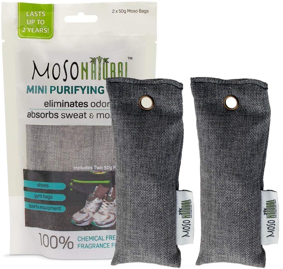 Mini Moso Natural Air Purifying Bags, Shoe Deodorizer and Odor Eliminator. 50gm * 2 (Two Bags Per Package)