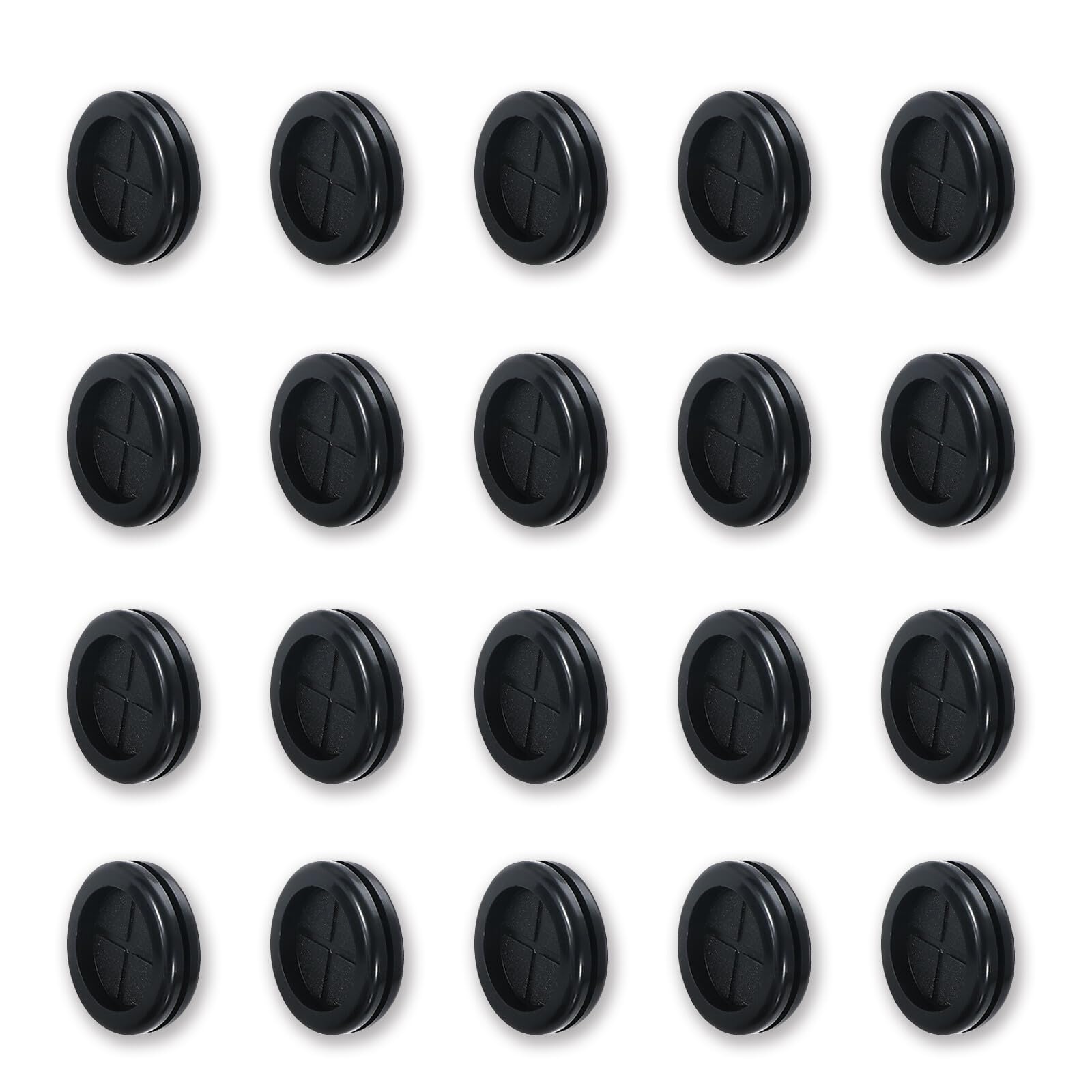 16mm Rubber Grommet, 20 Pcs Round Hole Cover, Wire Tidies Organizer Management Grommets for Machine, Black