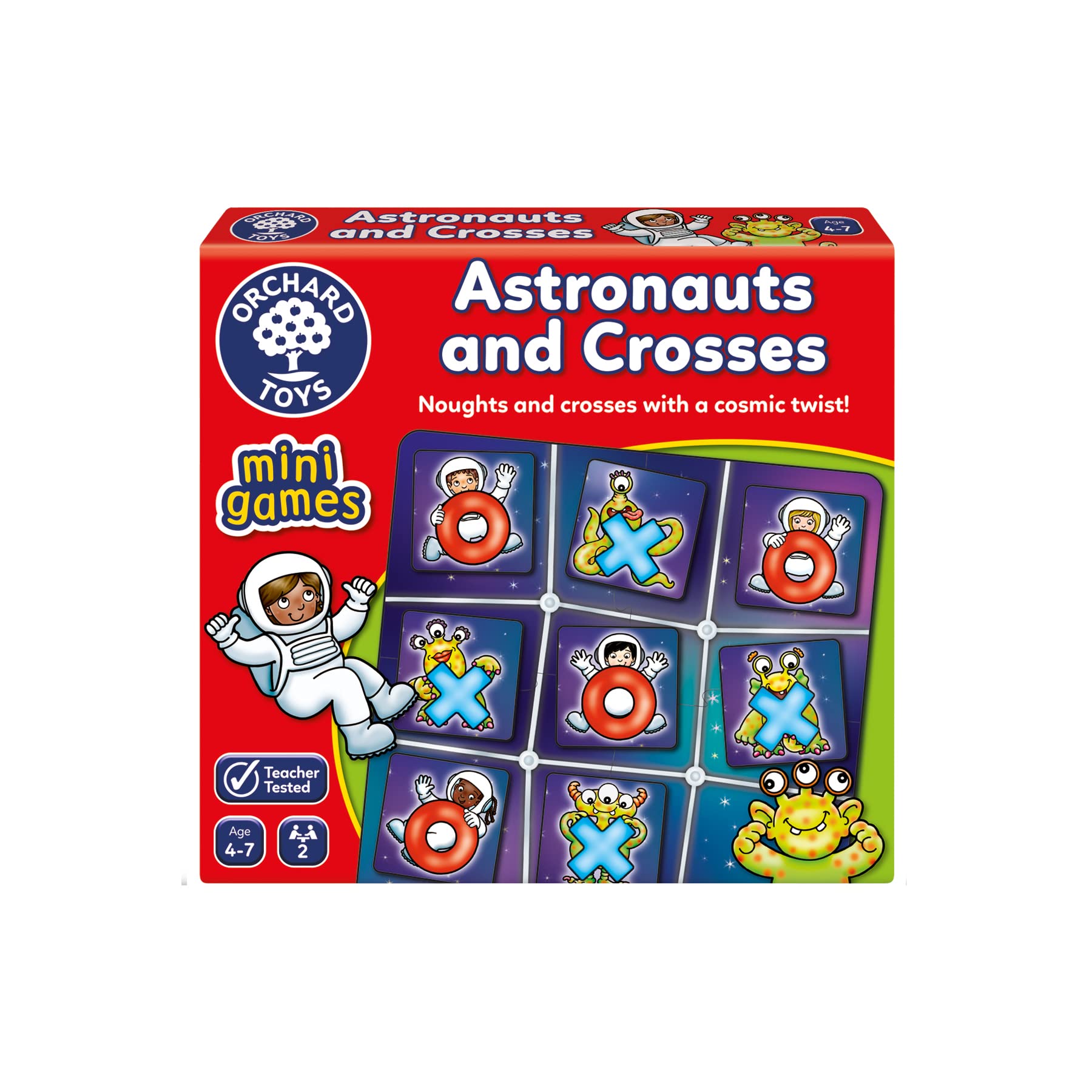 Orchard Toys Astronauts and Crosses Game, small and compact game, great for travel, simple gameplay, for kids age 4+ years