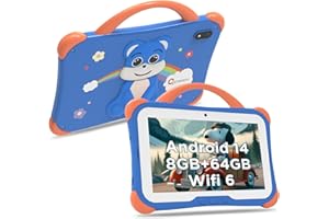 CWOWDEFU Kids Tablet 7 inch,8GB+64GB,Android 14 Tablet for Kids,Toddler Learning Tablet with Case,4000mAh/Parental Control/Du