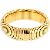 Frigotine Chunky Snake Chain Bangle Bracelet for Woman, Stainless Steel Flexible Stretch Bracelets 20,16,12,10,8mm Bangles Trendy Jewelry Gifts