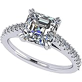 NANA Jewels 2.00ct Asscher cut Cathedral Solitaire simulated Diamond Engagement Ring Sterling Silver