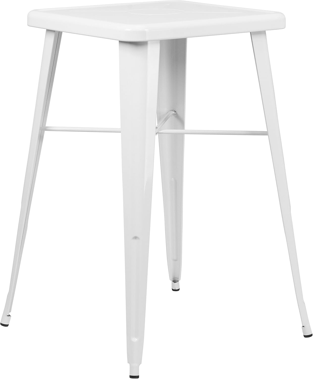 Flash Furniture Commercial Grade 23.75" Square White Metal Indoor-Outdoor Bar Height Table: Garden & Outdoor
