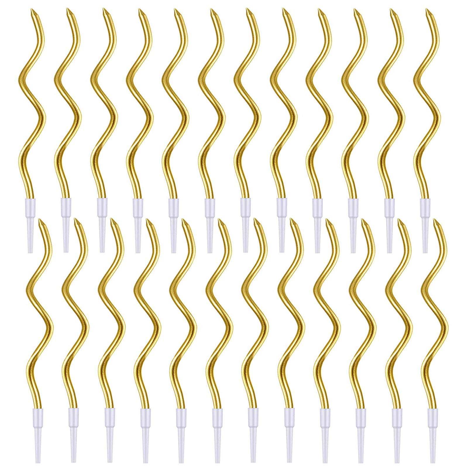 Spiral Birthday Candles,24 Pcs Metallic Cake Candles with Holder for Birthday Wedding Party Cupcakes Topper Decorations,Gold