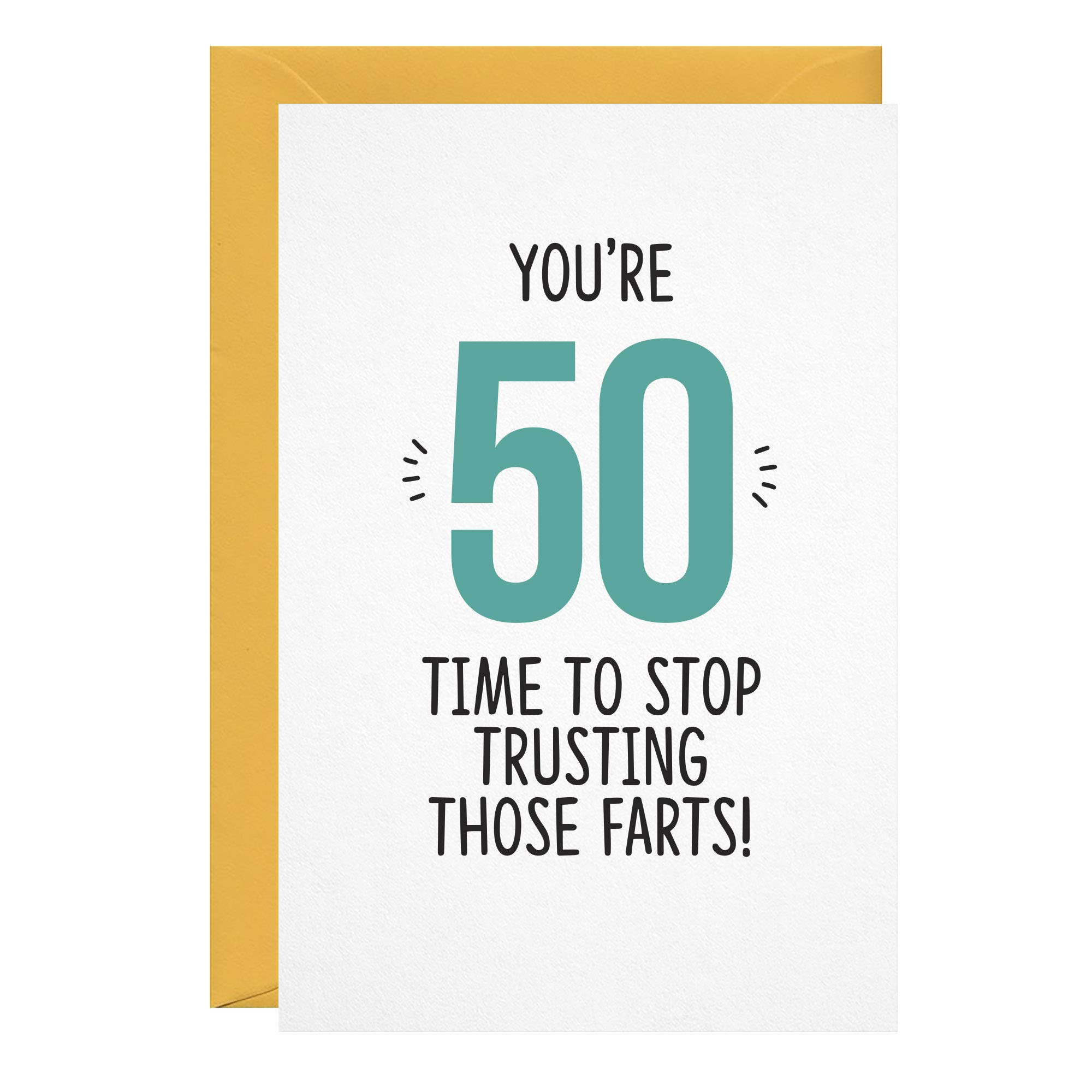 Birthday Card Funny Rude 50th Fifty Husband Wife Boyfriend Girlfriend Friend Greeting Cards For Him Her LOL Stop Trusting Those Farts