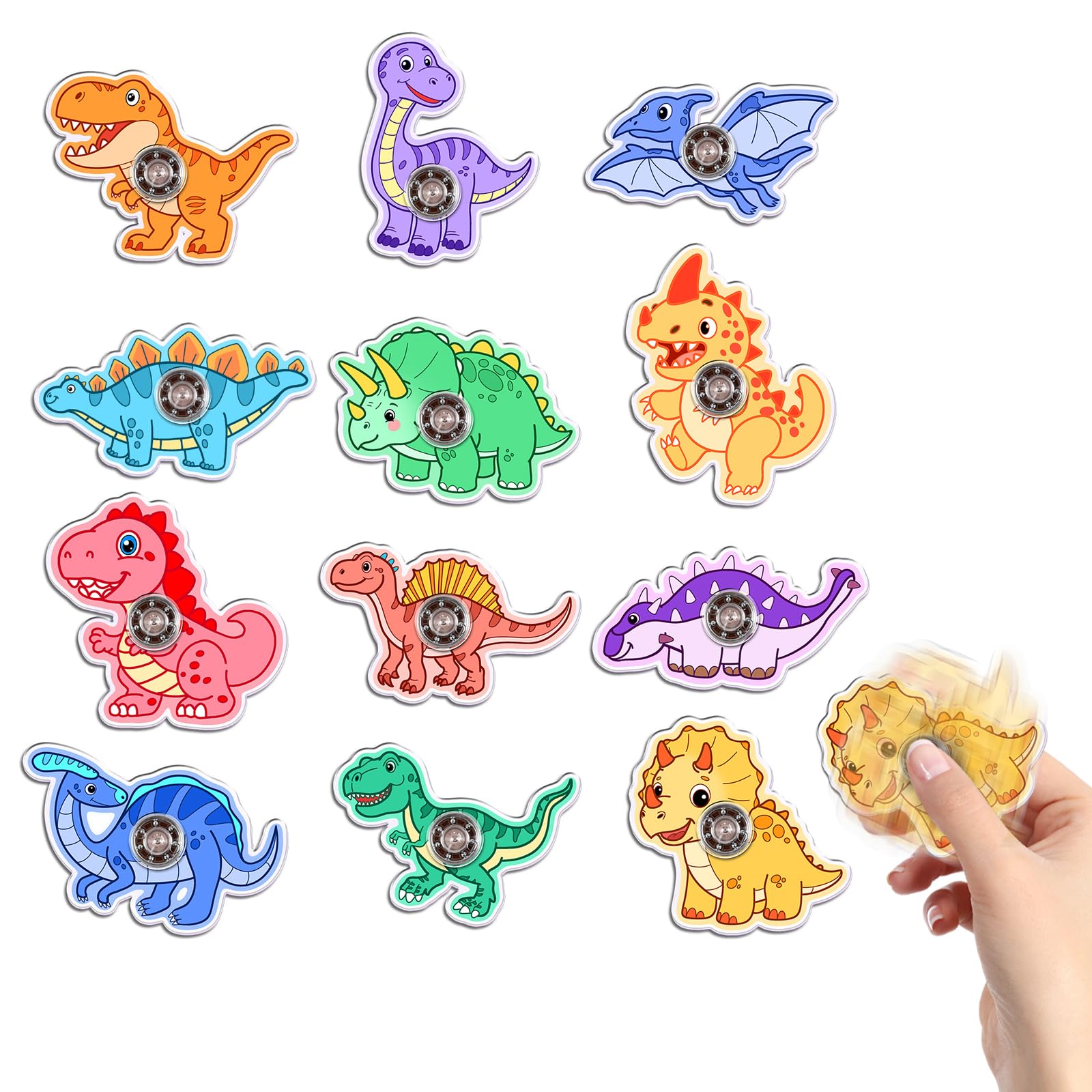 24 Pack Dinosaur Party Bag Fillers Mini Fidget Spinner Toys Stress Relief Sensory Toys for Kids Teens,Treasure Box Toy for Classroom Prizes Supplies（Random Style） (dinosaur)