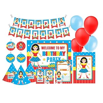 Wonder Woman Party Decorations 90 Piece Includes 6 Danglers 10