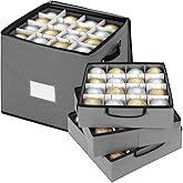 inin Christmas Ornament Storage Box with Adjustable Dividers,Christmas Ornaments Organizer with Zippered Top,Storage Container Bin for Holiday Decorations(64 Ball, Gray, with Tray)