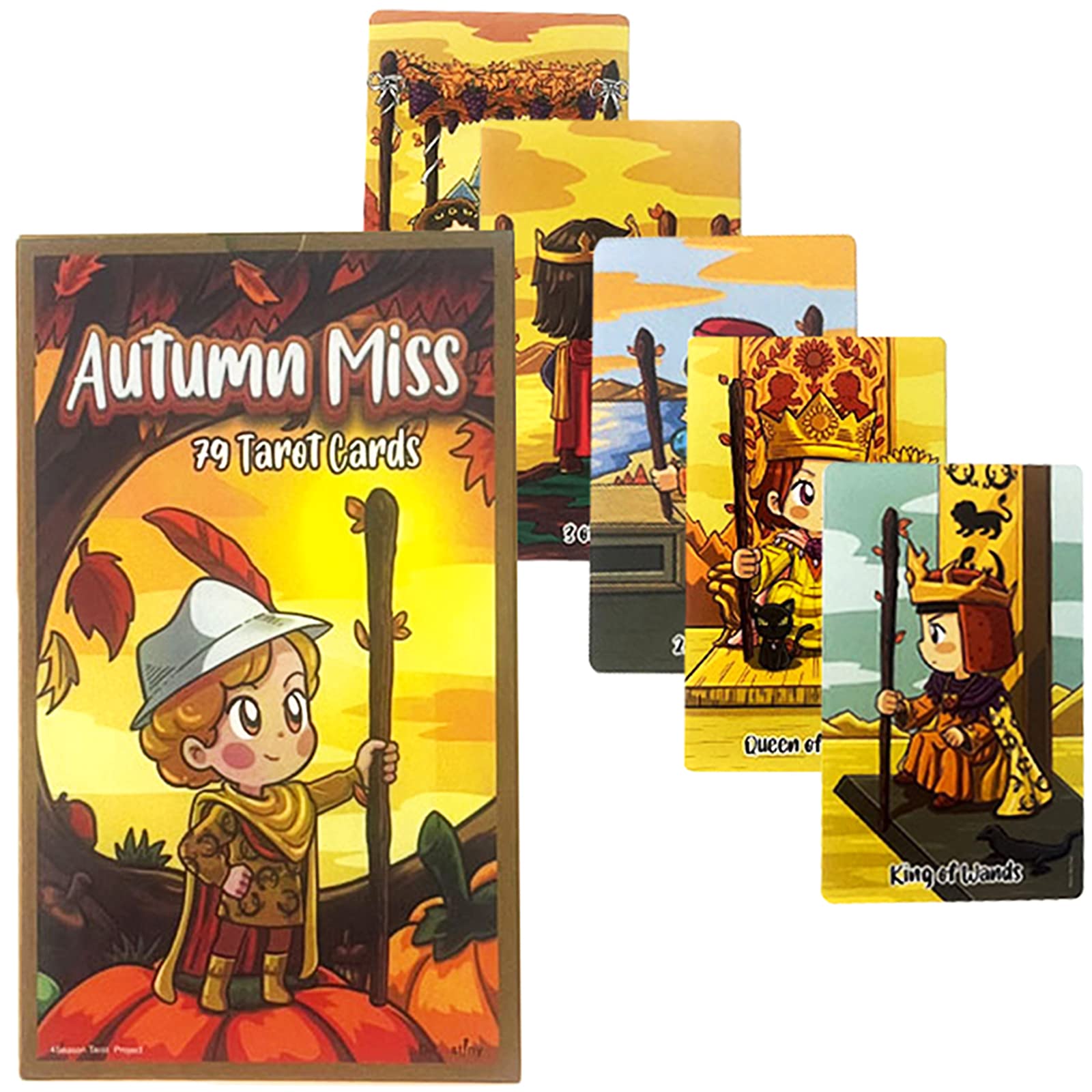 mrdiyshisha Autumn Miss Tarot Deck - Fall Tarot in The Four Seasons Tarot Series, 78 Standard Tarot Cards with Guidebook for Beginners (4.75