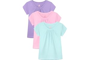 Gleeio 3 Pack Girls Shirts Girls Cotton T Shirts Kids Crew Neck Tee Tops Summer Short Sleeve Tshirts for Teen Girls