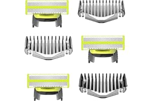 FRASAM Upgraded Stainless Steel Replacement Blades with Trimmer Guards Compatible with One Blades P2515QP2520 QP2530 QP2630 QP6510 QP6520 QP6530; QP2834(3+3set).