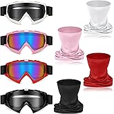 Tallew 4 Pcs Motorcycle Dirt Bike Goggles for Men Women Windproof Adjustable ATV Goggles and 4 Pcs Neck Breathable Face Cover
