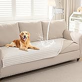 Deep Dream Waterproof Couch Cover for Dogs, Fuzzy Sofa Covers for Pet, Non-Slip Couch Covers for 3 Cushion Couch Sofa Pet Friendly (Off White, 35" x 74")