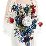 Ling's Moment Navy Blue Red Bridal Bouquet for