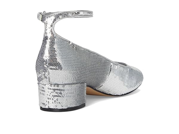 NINE WEST WOMENS AMAIZE SILVER SEQUIN 9.5 MEDIUM