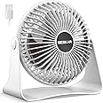BESKAR USB Small Desk Fan, Portable Fans with 3 Speeds Strong Airflow, Quiet Operation and 360°Rotate, Personal Table Fan for Home,Office, Bedroom- 3.9 ft Cord/White