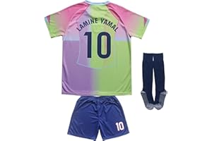 LeenBD Barcelona #10 Yamal Kids Soccer Jersey Shirts Football Futbol Socks Set Youth Sizes