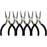 BOOSDEN 5 Pack Mini Precision Pliers Set, Small Needle Nose Pliers with Wire Cutter, Black