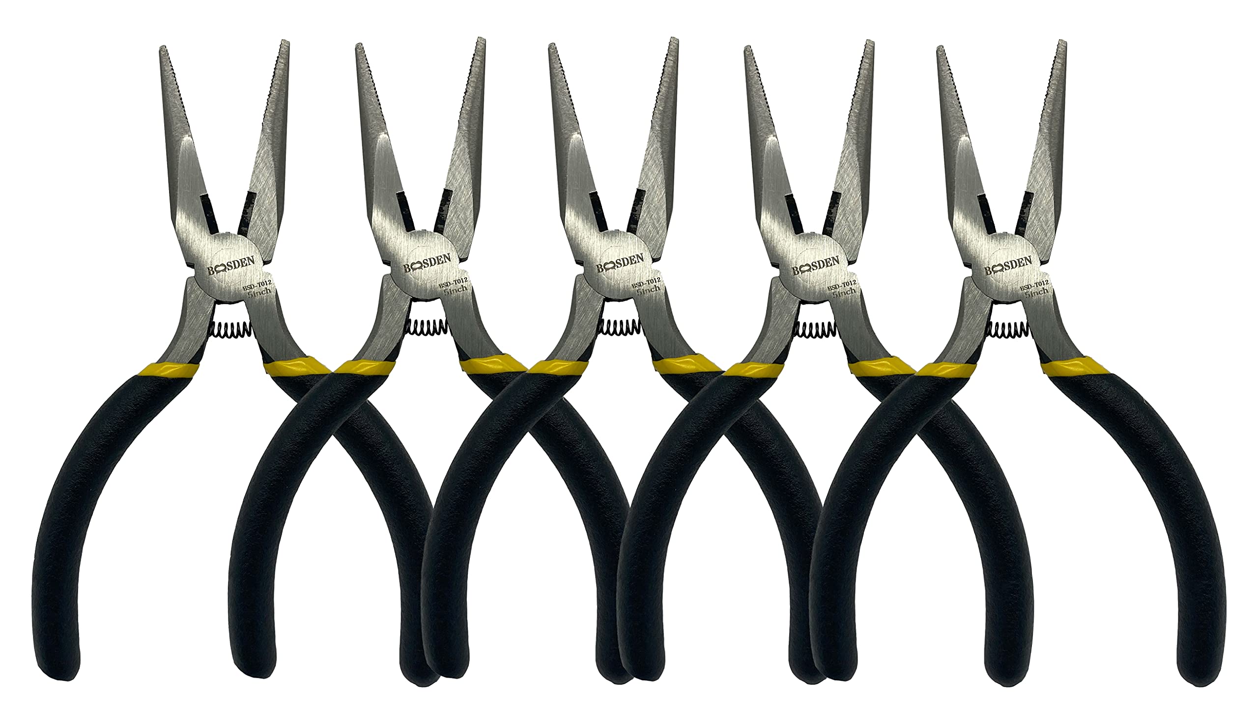 BOOSDEN 5 Pack Mini Precision Pliers Set, Small Needle Nose Pliers with Wire Cutter, Black