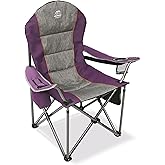 LANMOUNTAIN Camping Chairs for Adults,High Back Folding Camp Chair with Cup Holder and Cooler Bag,Heavy Duty Outdoor Lawn Chairs,Perfect for Camping,Hiking,Picnics,and Beach Trips,Purple