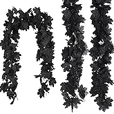 3 PCS Black Garland Halloween Maple Floral Garlands Fall Hanging Artificial Black Maple Leaf Vine for Halloween Thanksgiving Home Party Deco (6.56Ft)