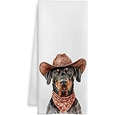 WOTYPU Doberman Pinscher Gift Kitchen Towels, Doberman Gifts Dish Tea Towel for Kitchen Decor, Funny Dobermann Dog Hand Towels for Bathroom Decor, Dog Lover Mom Gifts, 16x24 Inch