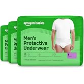 Amazon Basics Maximum Absorbency Incontinence Underwear for Men with Leak Protection and Odor Control, Large, 51 Count (3 Packs of 17), Packaging May Vary