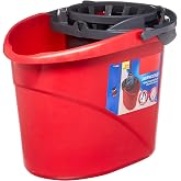 DqOasd Quick Wring Bucket, 2.5 Gallon Mop Bucket with Wringer, Red