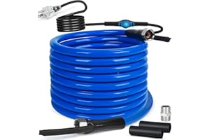 WUFOTY 50FT Heated Water Hose for RV,Heated Drinking Water Hose with Thermostat,Lead and BPA Free,1/2" Inner Diameter,Temperatures Down to -40°F Self-Regulating,Blue Appearance
