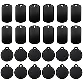 24 Pcs Metal Stamping Blanks Black Aluminum Tags for Stamping, 2 Shapes Engraving Blanks Keychain Dog Tag Blank Signs for Engraving