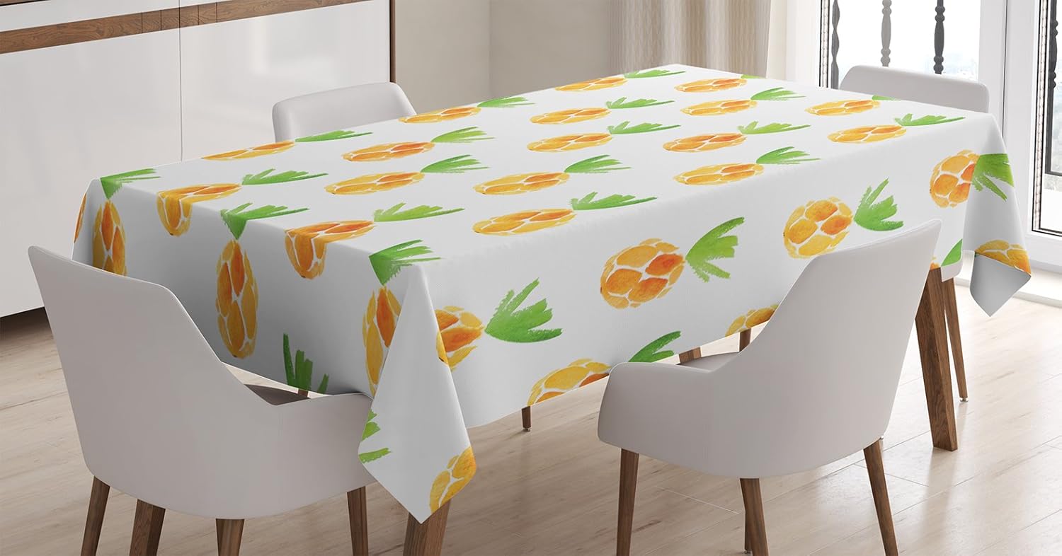 Ambesonne Pineapple Tablecloth, Pattern with Pineapples