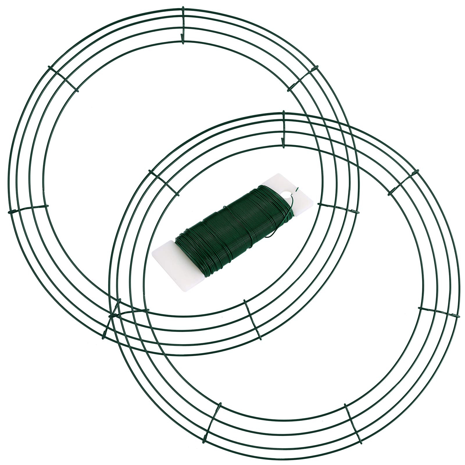 ELCOHO 2 Pack Wreath Frames with Green Flexible Paddle Wire Holiday Wreath Frames for Christmas Wreaths, Crafts, and Floral Flower Arrangements