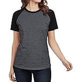 Decrum Raglan Shirt Women - Fashion Trendy Short Sleeve Casual Womens Baseball Tee Shirts