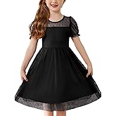 Arshiner Toddler Girls Tulle Summer Puff Sleeve Baby Girls Tutu Princess Party Casual Dress 2-6Y