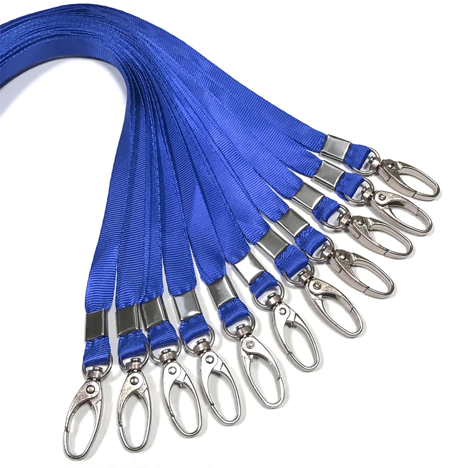 Blue Lanyards Bulk Lanyards for Id Badges 50 Pack Flat 33-inch Lanyard Clip Swivel Hook Nylon Badge Lanyards with Clip (Blue)