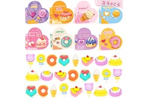 TSDATOWR Valentines Day Gifts for Kids, 24 Pack Heart-Shape Boxes with 3D Take Apart Cake Dessert Erasers Toys for School Classroom Exchange,Valentine’s Greeting Cards,Valentines Party Favors for Boys Girls